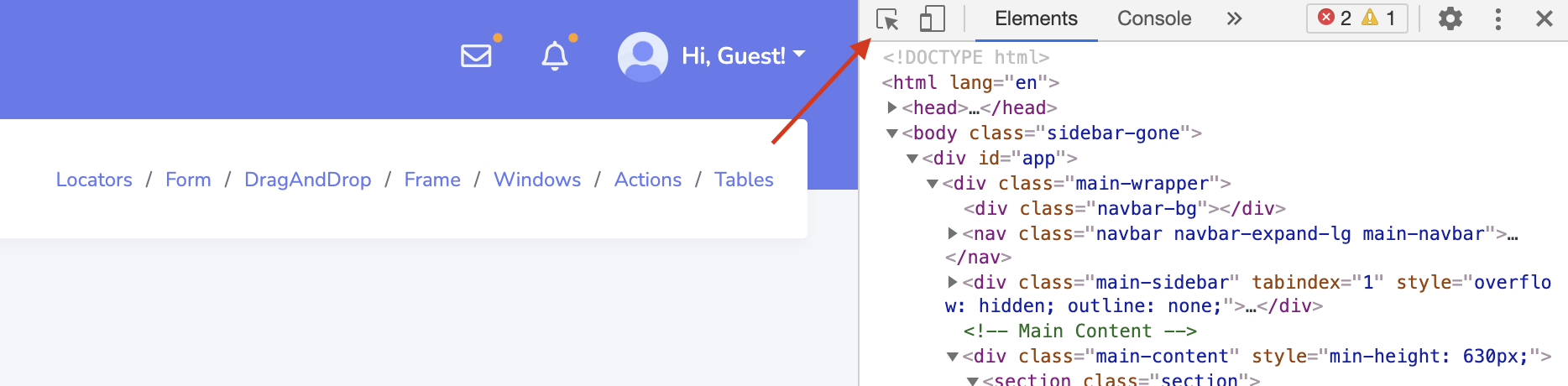 inspect button